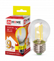 Лампа светодиодная LED-ШАР-deco 9Вт 230В 230В Е27 3000К 1040Лм прозрачная IN HOME