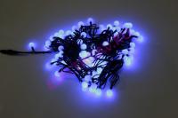 LED-PLR-100-15M-240V-B/BL  100 LED цвет синий, белые матовые шарики D2,5см, 15m, черный кауч.провод,