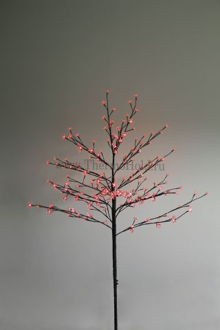 Дерево комнатное "Сакура", коричневый цвет ствола и веток, высота 1.2 метра, 80 светодиодов красного