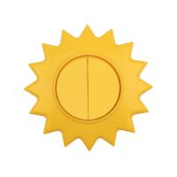 Выключатель двухклавишный KRANZ HAPPY Солнце скрытой установки, желтый
