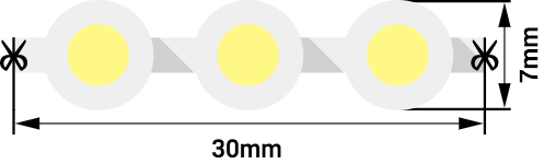 Лента светодиодная  DIP 5мм, 96 LED/м, 7,7 Вт/м, 12В , IP68, Цвет: Теплый белый, 970мм, 00000001112