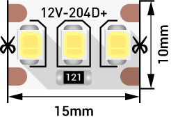 Лента светодиодная стандарт 2835, 204 LED/м, 22 Вт/м, 12В , IP20, Цвет: Нейтральный белый, 00-00004491