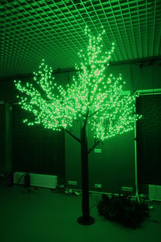 Светодиодное дерево "Сакура", высота 1,5м, диаметр кроны 1,8м, Зеленые светодиоды, IP 54, понижающий