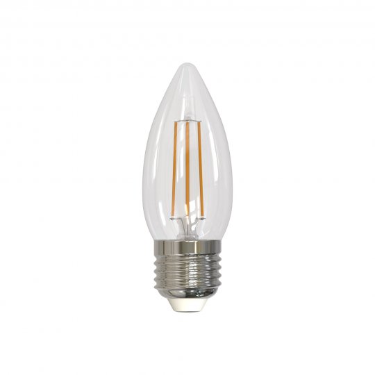 LED-C35-11W/3000K/E27/CL PLS02WH Лампа светодиодная. Форма "свеча", прозрачная. Серия Sky. Теплый белый свет (3000К). Картон. ТМ Uniel.