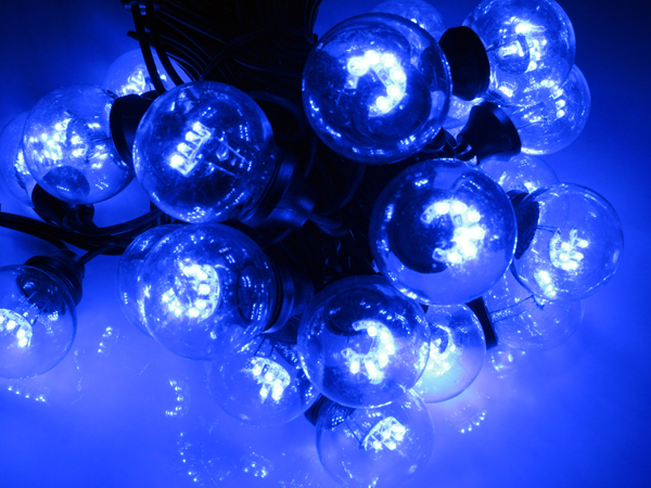 Влагозащищенная LED гирлянда10м. шаг 50 см, черный провод синий  LED-2BLR-50CM-10M-240V-B (FS-00-00001143)