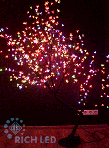 Светодиодное дерево Сакура 1,5х1,3м, RGB/хамелеон, 480LED, 24В, автосмена, IP65 (RL-TRC24-150*130-48