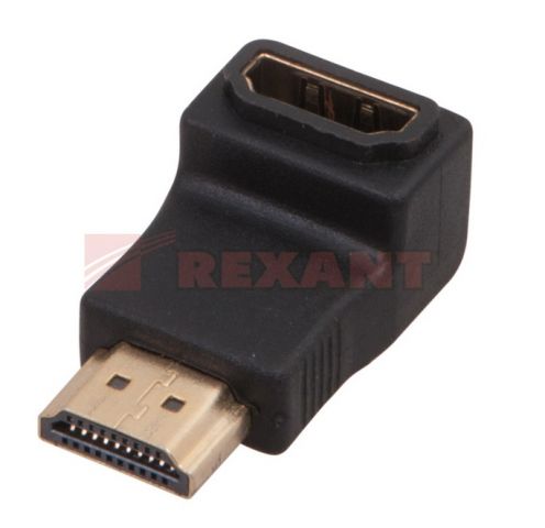 Переходник штекер HDMI - гнездо HDMI, угловой  REXANT  уп 10шт
