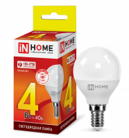 Лампа светодиодная LED-ШАР-VC 4Вт 230В Е14 3000К 380Лм IN HOME