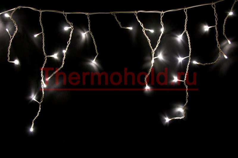 Гирлянда новогодняя Айсикл (бахрома) светодиодный, 1,8 х 0,5 м, белый провод, 220В, диоды белые