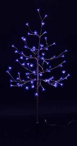 Дерево комнатное "Сакура", ствол и ветки фольга, высота 1.2 метра, 80 светодиодов синего цвета, тран