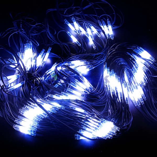 Гирлянда новогодняя - сеть мигающая (чейзинг) LED 2*4м (560 диодов), КАУЧУК, Белые и Синие диоды