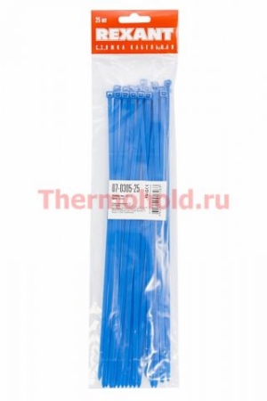Изображение Хомут-стяжка нейлоновая REXANT 300x4,8 мм, синяя, 25 шт/пак, уп 10пак  интернет магазин Иватек ivatec.ru