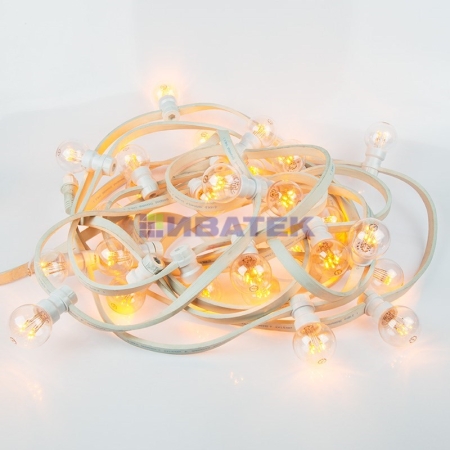 Изображение Гирлянда LED Galaxy Bulb String 10м, белый ПВХ, 25 ламп*6 LED желтые, влагостойкая IP54  интернет магазин Иватек ivatec.ru