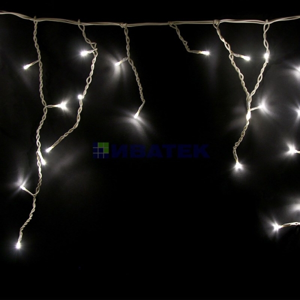 Гирлянда новогодняя Айсикл (бахрома) светодиодная, 1,8 х 0,5 м, прозрачный провод, 220В, диоды Тепло