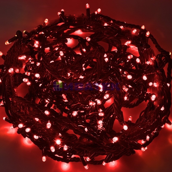 Гирлянда новогодняя "Твинкл Лайт" 20 м, 240 диодов, цвет Красный, черный провод "каучук", Neon-Night