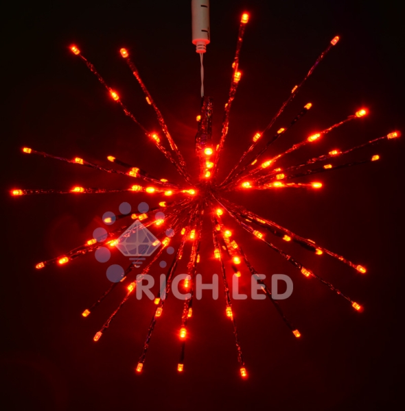 LED ежик-трансформер 45см соединяемый (до 50 шт.) красный мерцание 96LED 220В IP54, цвет: красный