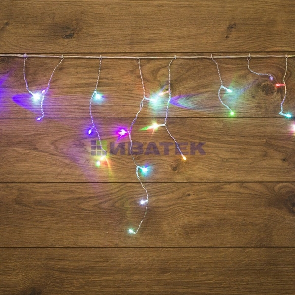 Гирлянда новогодняя Айсикл (бахрома) светодиодный, 1,8 х 0,5 м, прозрачный провод, 220 В, диоды МУЛЬ