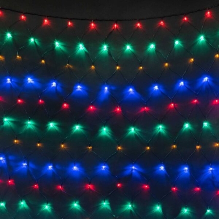 Изображение 17-019 Светодиодная Сеть 2 x 2 м Разноцветная 24В, 256 LED, Провод Черный ПВХ, IP54  интернет магазин Иватек ivatec.ru