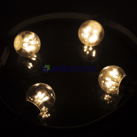 Изображение Лампа шар 6 LED вместе с патроном для белт-лайта, цвет: Тёплый белый, Ø45мм, прозрачная колба  интернет магазин Иватек ivatec.ru