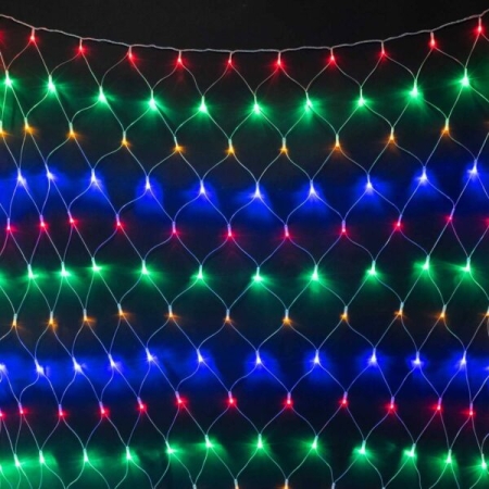 Изображение 17-020 Светодиодная Сеть 2 x 3 м Разноцветная  220В, 384 LED, Провод Прозрачный ПВХ, IP54  интернет магазин Иватек ivatec.ru
