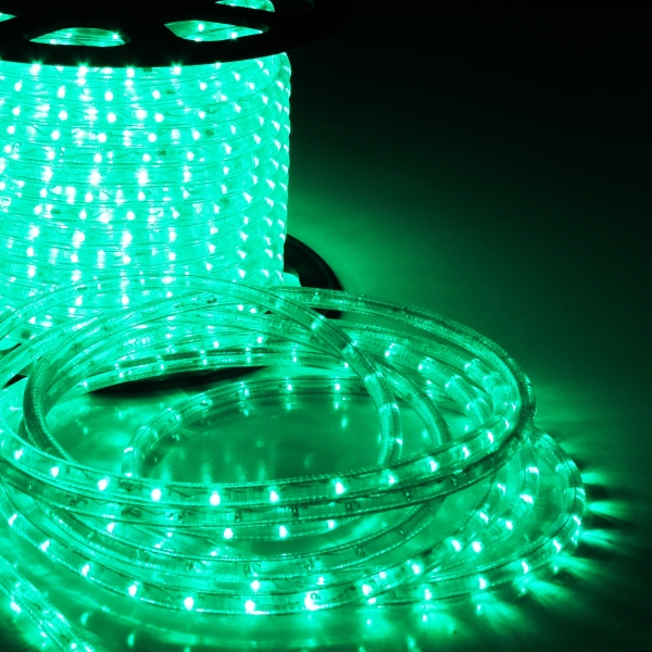 Дюралайт LED  с мерцанием, зеленый. 220V, D13 мм, бухта 100м. LED-XD-2W-100M-240V-G-S Flash (FS-00-00000328)