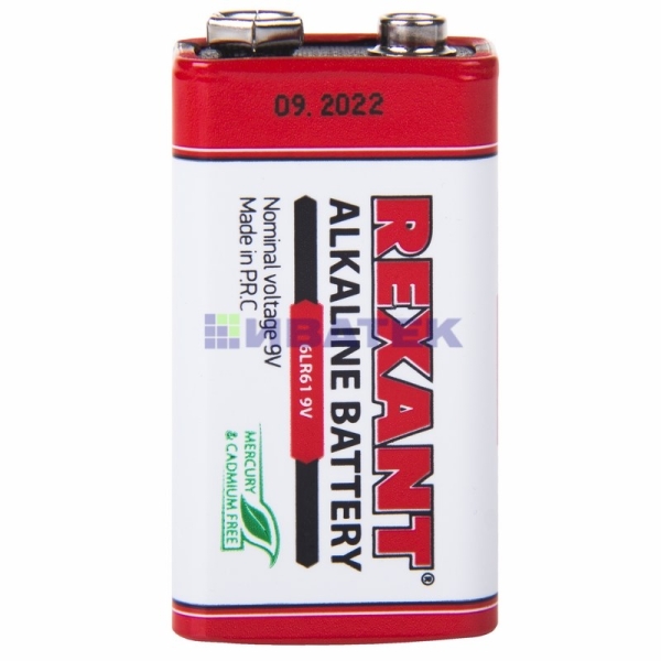 Алкалиновая батарейка  6LR61 ("Крона")   "REXANT"     9 V   1шт  блистер