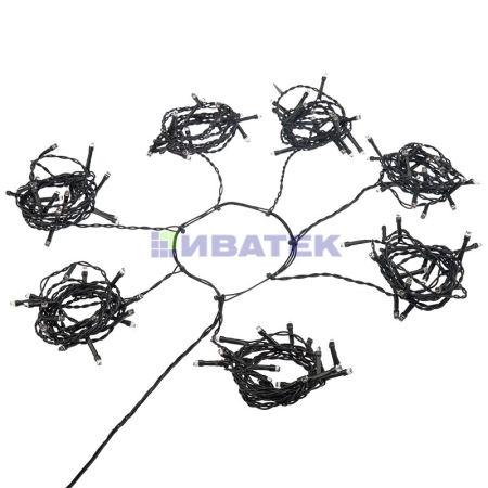 Изображение Елочная гирлянда с кольцом, 7 нитей по 1,5 метра, цвет диодов мультиколор, не соединяется  интернет магазин Иватек ivatec.ru
