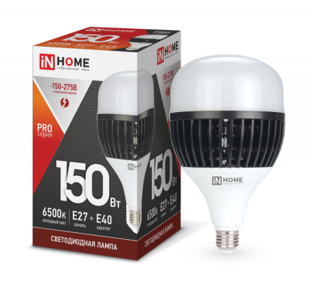 Изображение Лампа светодиодная LED-HP-PRO 150Вт 230В E27 с адаптером Е40 6500К 14250Лм IN HOME  интернет магазин Иватек ivatec.ru