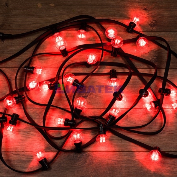 Гирлянда LED Galaxy Bulb String 10м, черный каучук, 30 ламп*6 LED красные, влагостойкая IP54