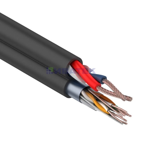 Мульти-кабель FTP 4PR, 24AWG, CAT5e+2х0,75 мм? (бухта 200 м) черный REXANT