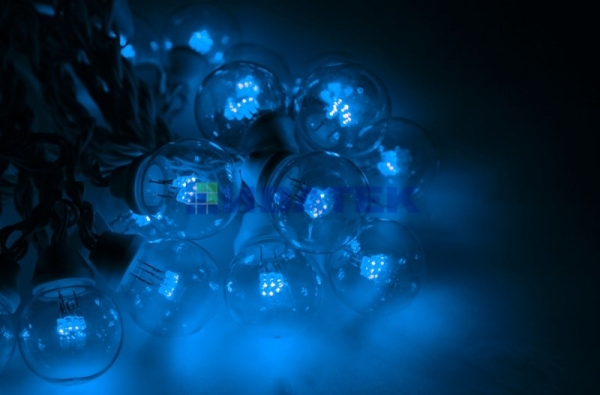 Гирлянда LED Galaxy Bulb String 10м, черный каучук, 30 ламп*6 LED синие, влагостойкая IP54