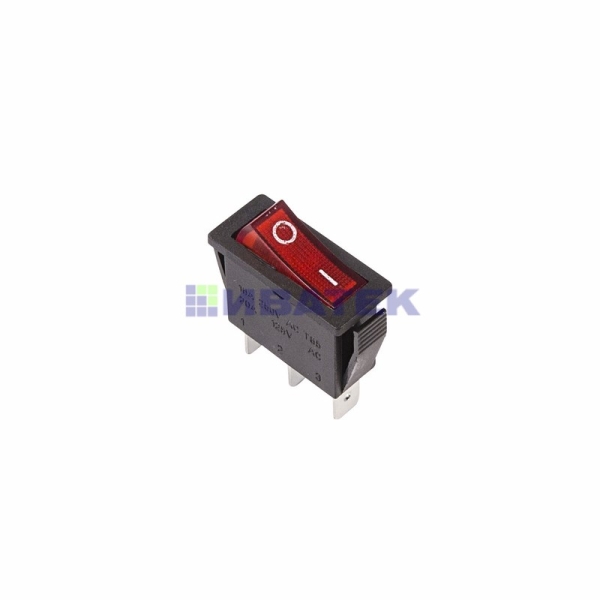 Выключатель клавишный 250V 15А (3с) ON-OFF красный  с подсветкой  REXANT 36-2210 уп 10шт