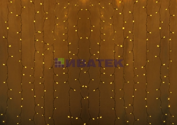 Гирлянда новогодняя "Светодиодный Дождь" 2х3м, постоянное свечение, прозрачный провод, 220В, Желтый