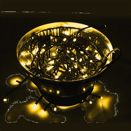 Изображение Гирлянда "Твинкл Лайт" 10 м,  черный ПВХ, 100 диодов, цвет золотой  интернет магазин Иватек ivatec.ru