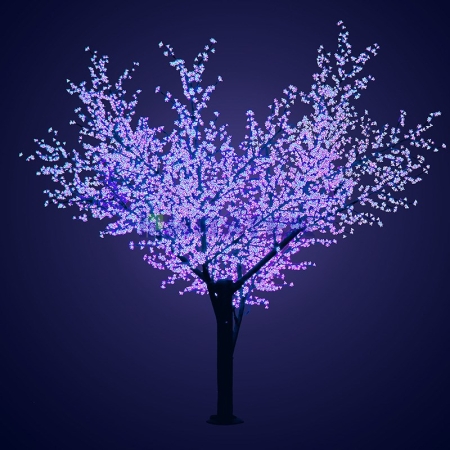 Изображение Светодиодное дерево "Сакура", высота 3,6м, диаметр кроны 3,0м, Синие светодиоды, IP 54, понижающий т  интернет магазин Иватек ivatec.ru