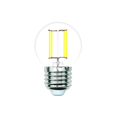 Изображение LED-G45-4W/3000K/E27/CL/SLF Лампа светодиодная. Форма "шар", прозрачная. Теплый белый свет (3000K). ТМ Volpe  интернет магазин Иватек ivatec.ru