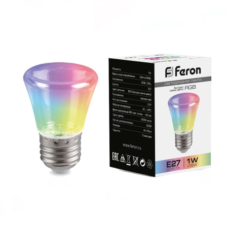 Изображение Лампа светодиодная,  (1W) 230V E27 RGB C45, LB-372 прозрачный плавная смена цвета  интернет магазин Иватек ivatec.ru