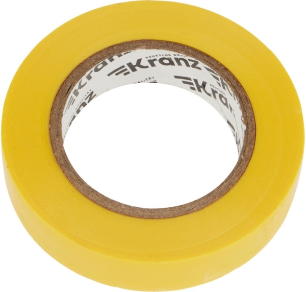Изолента ПВХ 0,13х15 мм, 20 м, желтая KRANZ