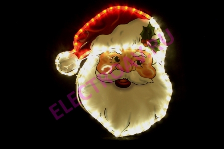 Изображение PN-008-24  "Дед Мороз" (пластик), LED 44*48 см  интернет магазин Иватек ivatec.ru