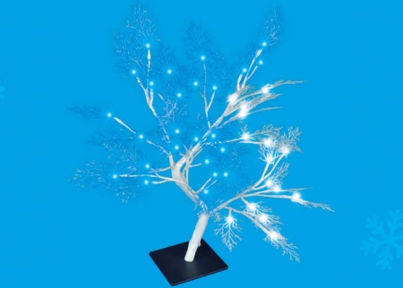 Изображение ULD-T3550-054/SWA WHITE-BLUE IP20 FROST Дерево светодиодное "Морозко", 50 см. 54 светодиода. Синий и белый свет. Провод белый. TM Uniel.  интернет магазин Иватек ivatec.ru