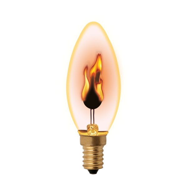 Лампа декоративная с типом свечения "эффект пламени". Форма «свеча», прозрачная. Картон. ТМ Uniel