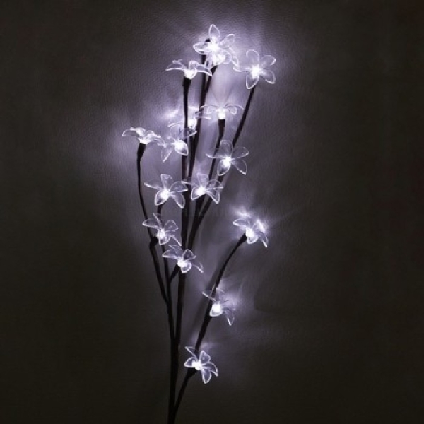 11-020, "Ветка Сакуры" на батарейках, прозрачные цветки, 100см., кор. пр., белый