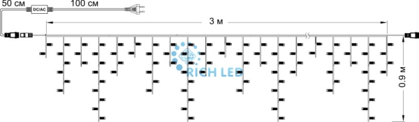 Блок питания для МЕРЦАЮЩИХ изделий Rich LED. 2А. Для соединения до 10 шт. , цвет: черный, провод: -