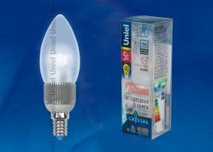 LED-C37P-5W/NW/E14/FR/DIM ALC03SL Лампа светодиодная диммируемая пятилепестковая. Форма "свеча", матовая колба. Материал корпуса алюминий. Цвет свечен