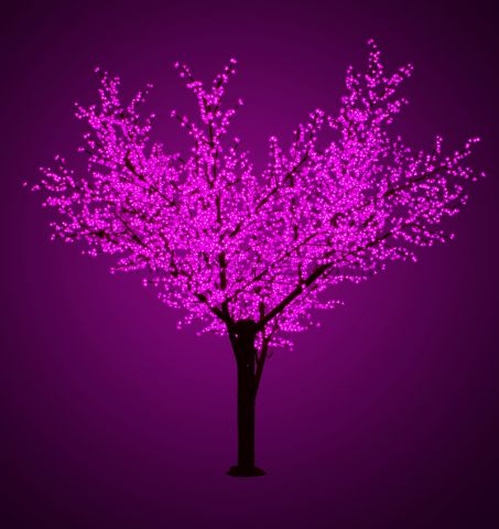 Светодиодное дерево "Сакура", высота 3,6м, диаметр кроны 3,0м, фиолетовые светодиоды, IP 64, понижаю