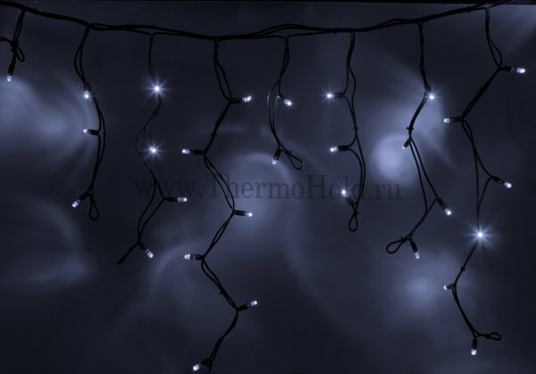 Гирлянда новогодняя Айсикл (бахрома) светодиодный, 5,6х0,9м, с эффектом мерцания,черный провод "КАУЧ