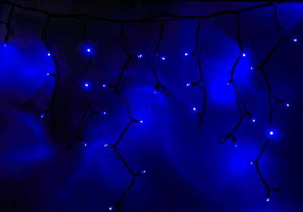 Гирлянда новогодняя Айсикл (бахрома) светодиодный, 5,6х0,9м, черный провод "КАУЧУК", 220В, диоды Син