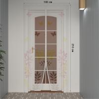 Дверная антимоскитная сетка цвет с цветами 210х100 см (магниты пришиты по всей длине сетки!)