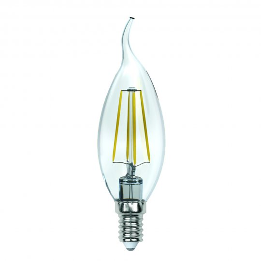 LED-CW35-13W/3000K/E14/CL PLS02WH Лампа светодиодная. Форма "свеча на ветру", прозрачная. Серия Sky. Теплый белый свет (3000К). Картон. ТМ Uniel.