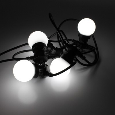 Светодиодная гирлянда с матовыми лампами G50 (7SMD2835, 7MA), длина 10м, 140 светодиодов SMD283 LED-2BLR-G50-20-10M-240V-W/BL, белый, 28W, соединяемая